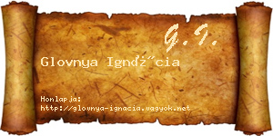 Glovnya Ignácia névjegykártya
